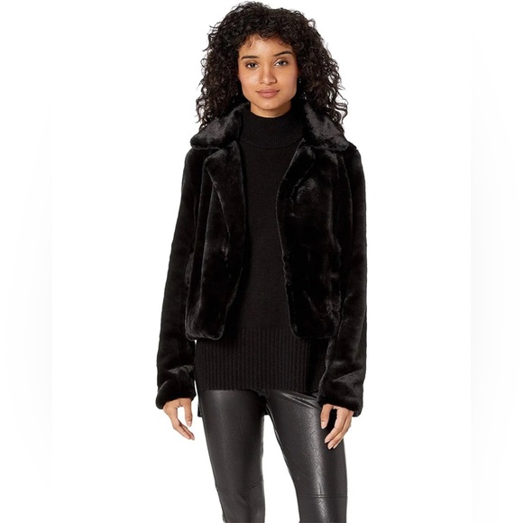 Blank NYC Faux Fur Crop Jacket in Uptown Girl NWT LARGE - Picture 4 of 7